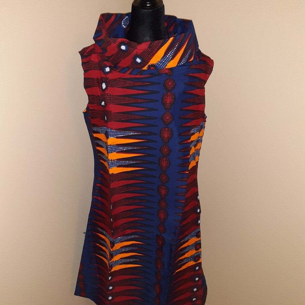 Vibrant African print dress.